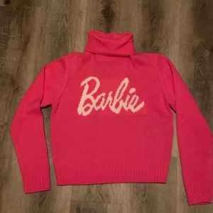 Women’s Mattel 2018 BARBIE Long Sleeve Hot Pink Turtleneck Sweater Size Small
